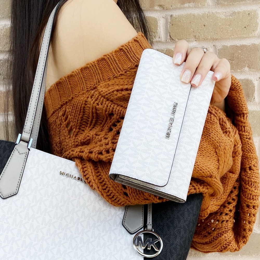 Michael kors large trifold wallet white MK grey - Picture 3 of 7